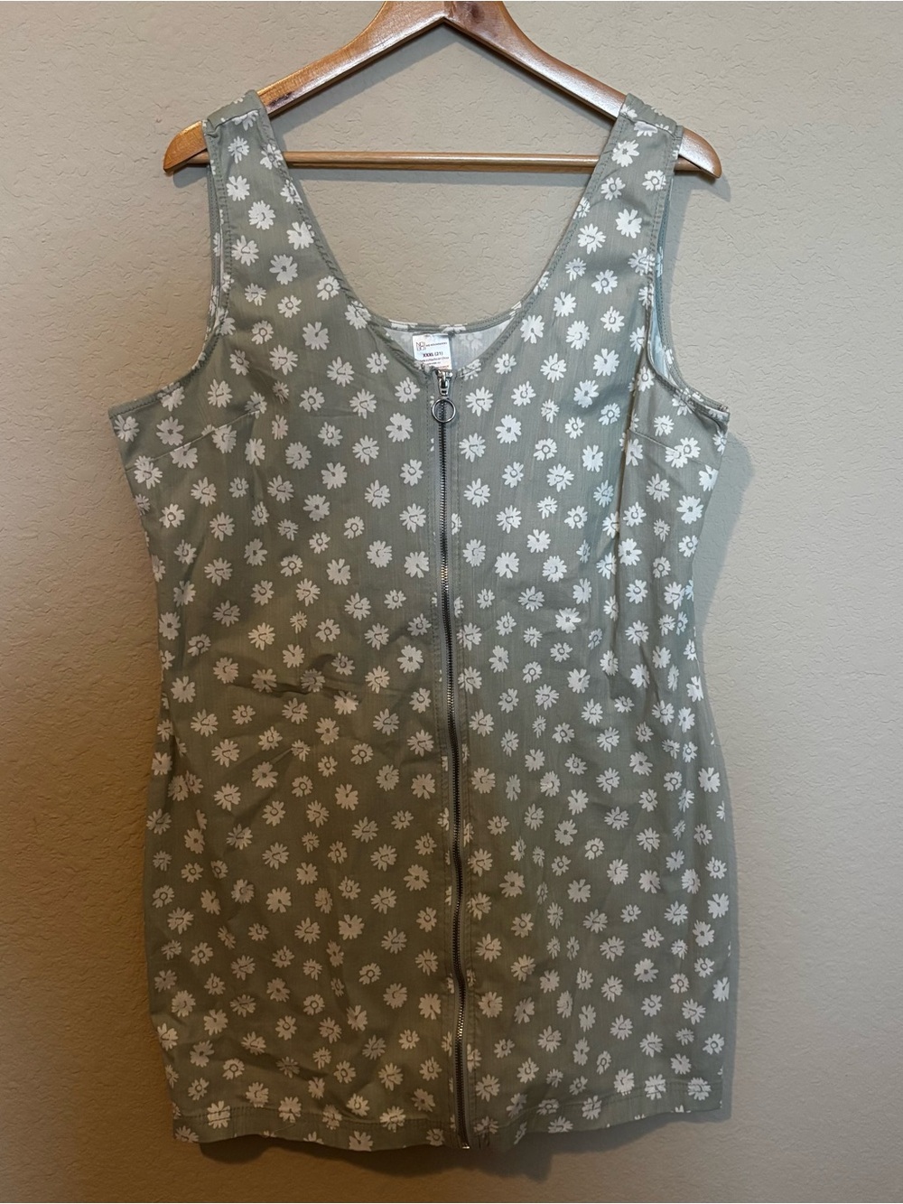 No Boundaries Womens Green White Daisy Print Zip-up Dress Size XXXL (21)